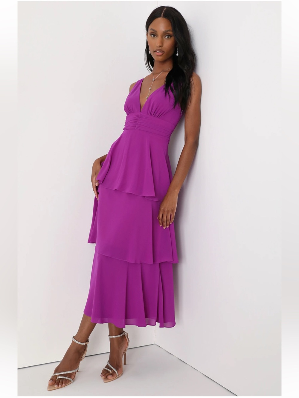 Lulu’s NWT Celebration Time Purple Sleeveless Tiered Midi Dress - XL